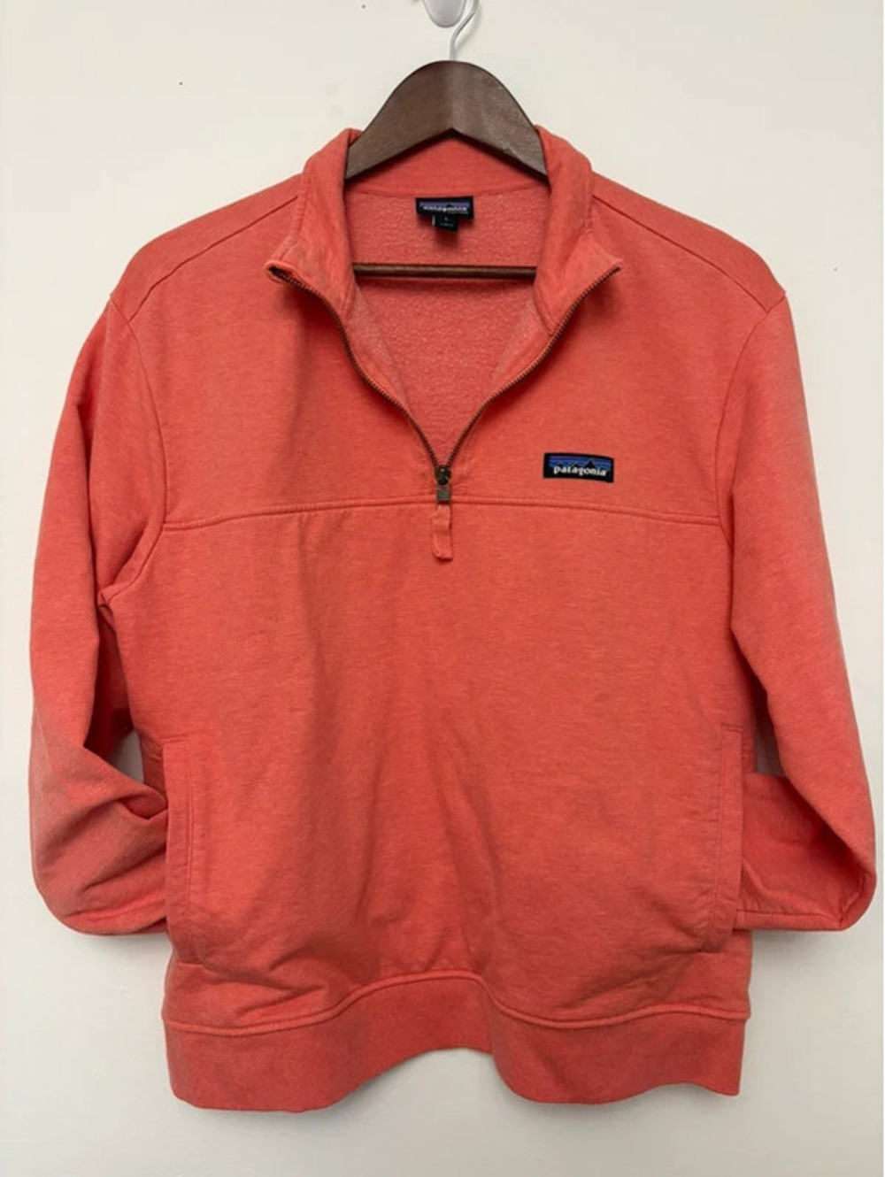Patagonia Women’s L Coral Organic Cotton Quarter Zip Pullover Sweatshirt